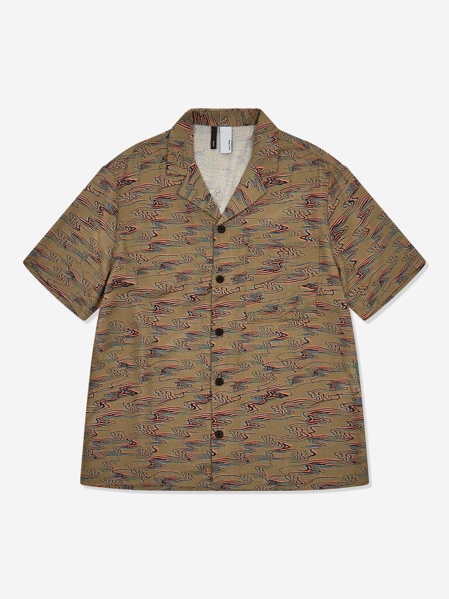 Magic Castles Magic Castles Camp Collar Shirt - Waves Print Black - Black
