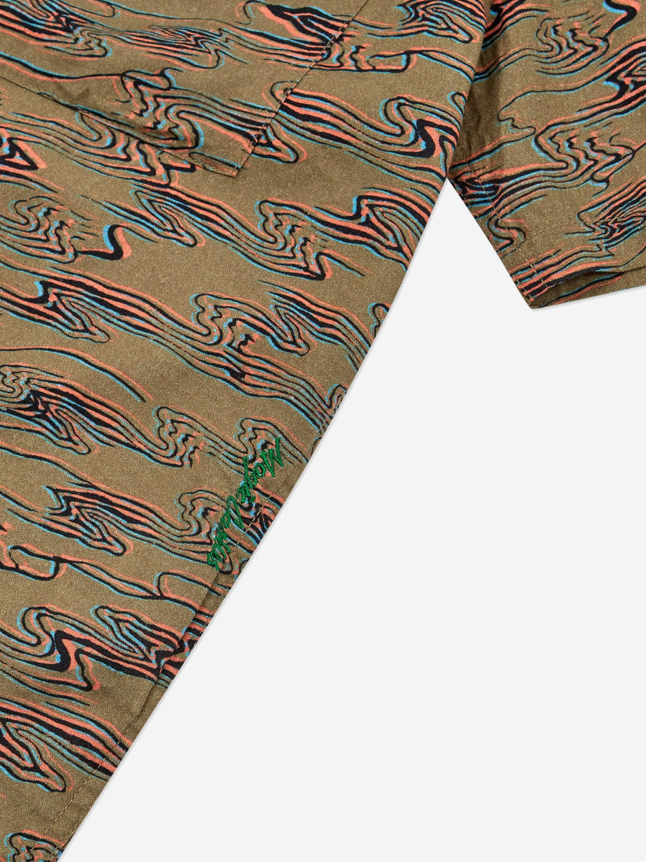Magic Castles Magic Castles Camp Collar Shirt - Waves Print Black - Black