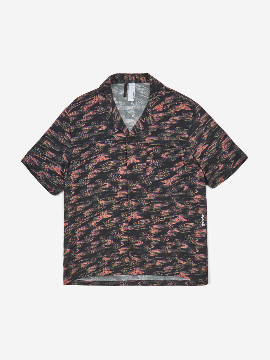Magic Castles Magic Castles Camp Collar Shirt - Waves Print Black/Pink - Black