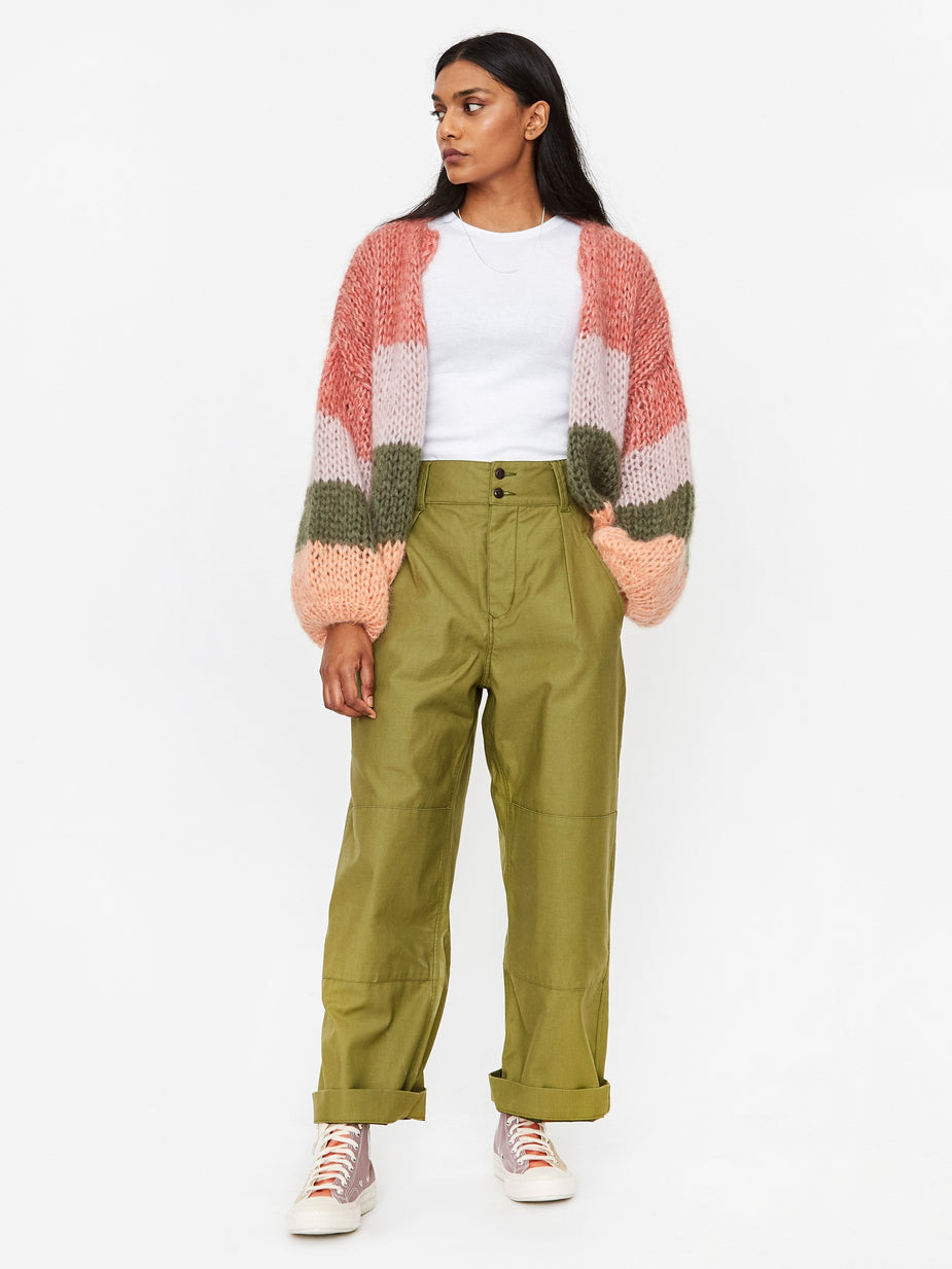 Maiami Maiami Mohair Big Bomber Cardigan - Rose/Army Green - Multi