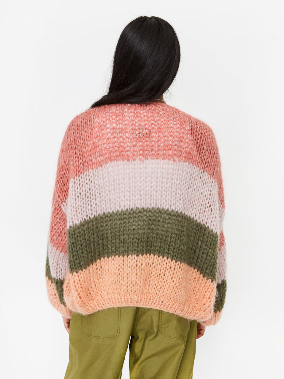 Maiami Maiami Mohair Big Bomber Cardigan - Rose/Army Green - Multi