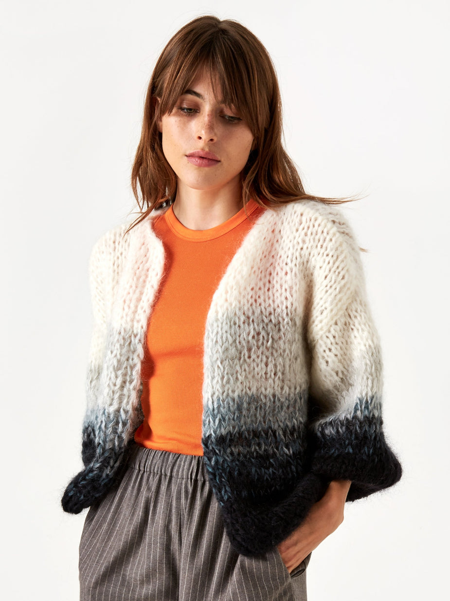 Maiami Maiami Mohair Big Cardigan - Black/Cream/Melange - Black