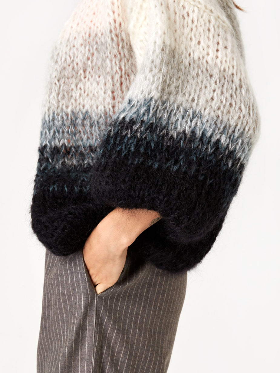 Maiami Maiami Mohair Big Cardigan - Black/Cream/Melange - Black