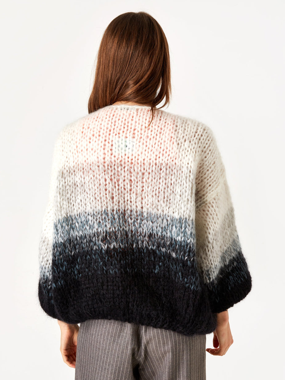 Maiami Maiami Mohair Big Cardigan - Black/Cream/Melange - Black