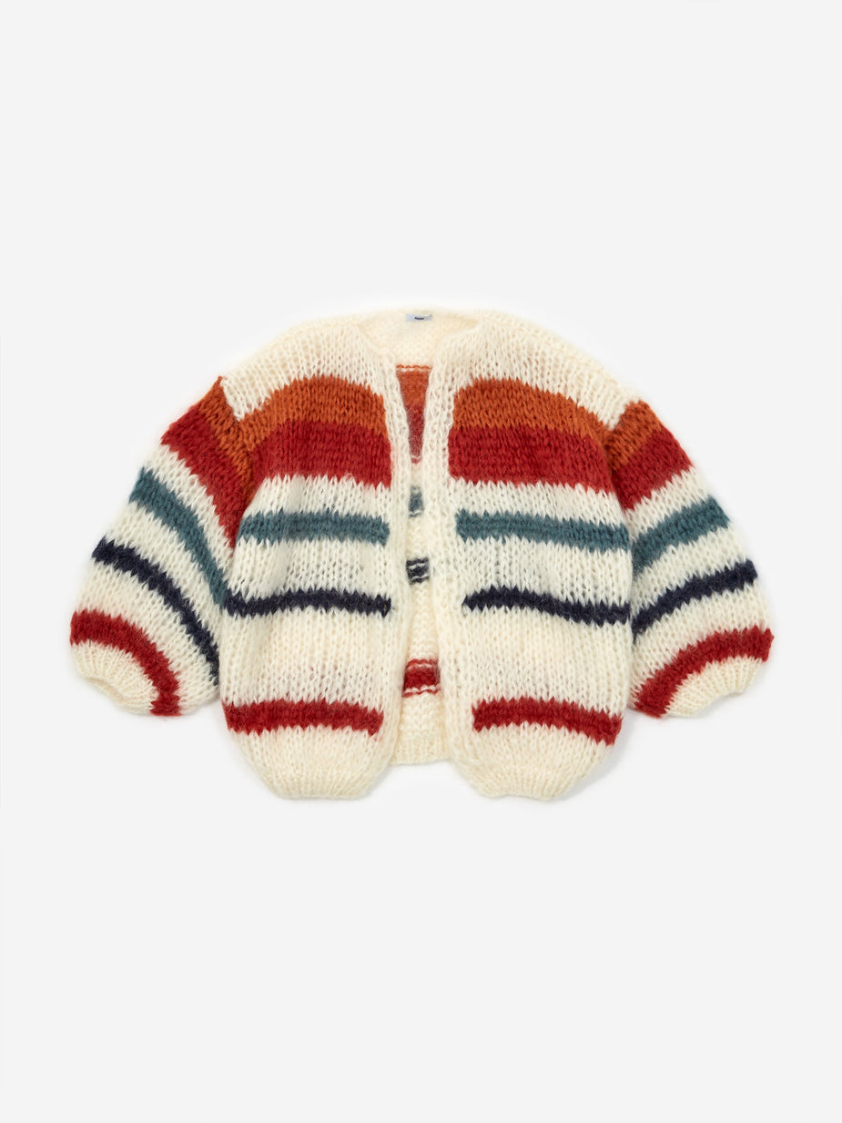 Maiami Maiami Mohair Big Stripe Cardigan - Cream/Copper - Neutrals