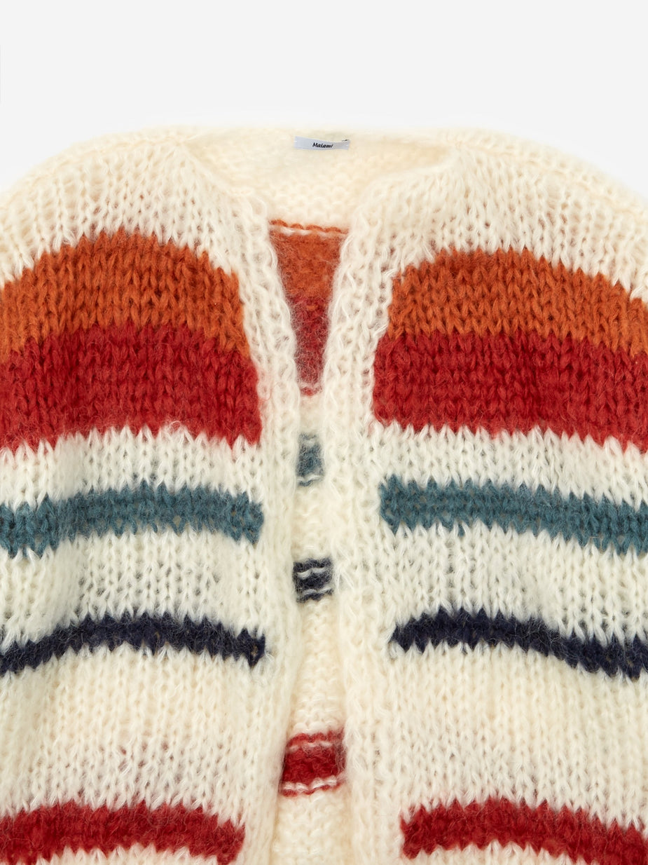 Maiami Maiami Mohair Big Stripe Cardigan - Cream/Copper - Neutrals