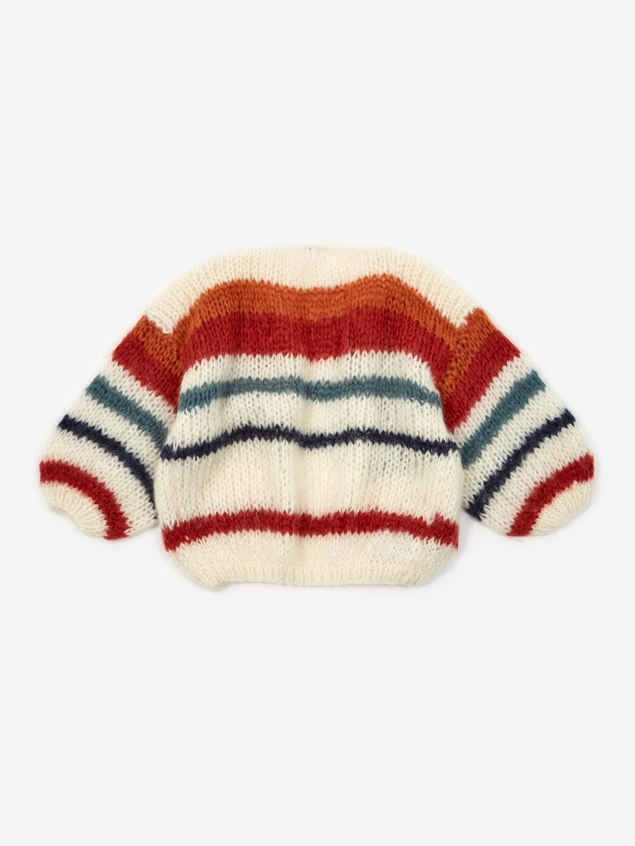 Maiami Maiami Mohair Big Stripe Cardigan - Cream/Copper - Neutrals