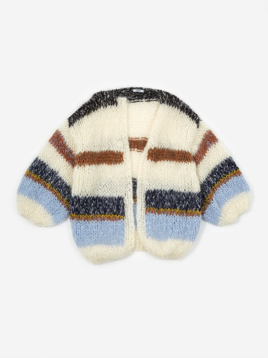 Maiami Maiami Mohair Big Stripe Cardigan - Cream/Soft Blue - Blue
