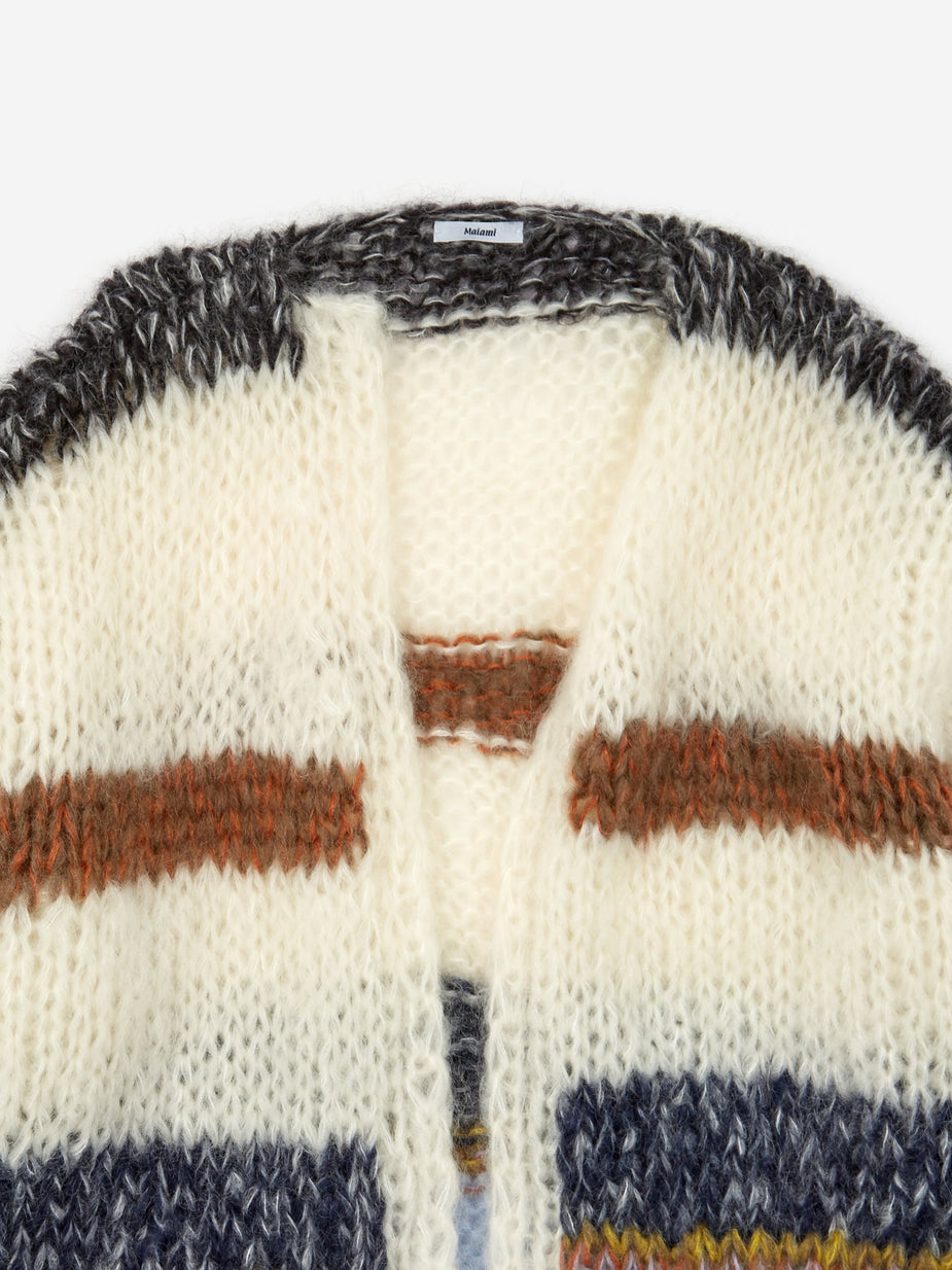 Maiami Maiami Mohair Big Stripe Cardigan - Cream/Soft Blue - Blue