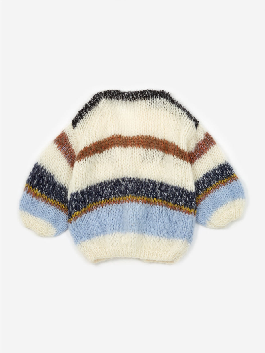 Maiami Maiami Mohair Big Stripe Cardigan - Cream/Soft Blue - Blue