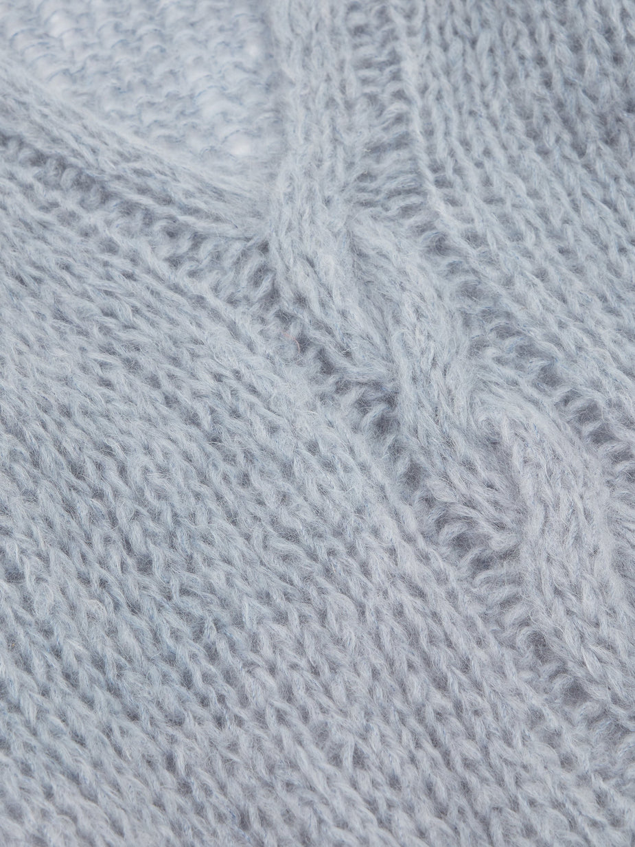 Maiami Maiami Oversized V-Neck Cable Knit Cardigan - Greyish Blue - Grey