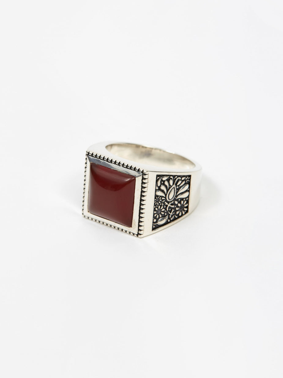 Maple Maple Buck Ring - Silver/Red Garnet - Red