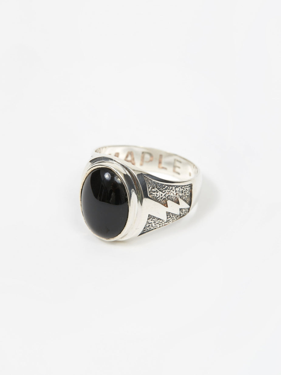 Maple Maple Lightning Signet Ring - Silver/Onyx - Silver