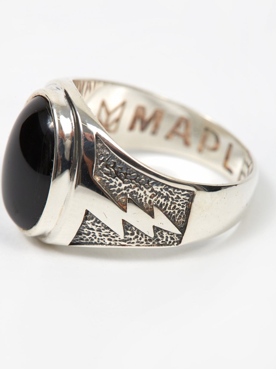 Maple Maple Lightning Signet Ring - Silver/Onyx - Silver