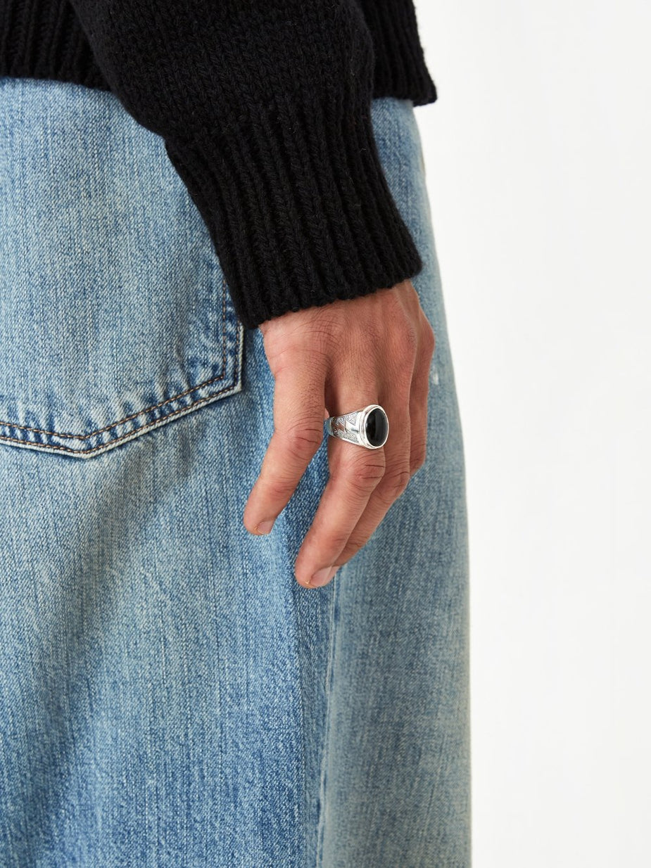 Maple Maple Lightning Signet Ring - Silver/Onyx - Silver