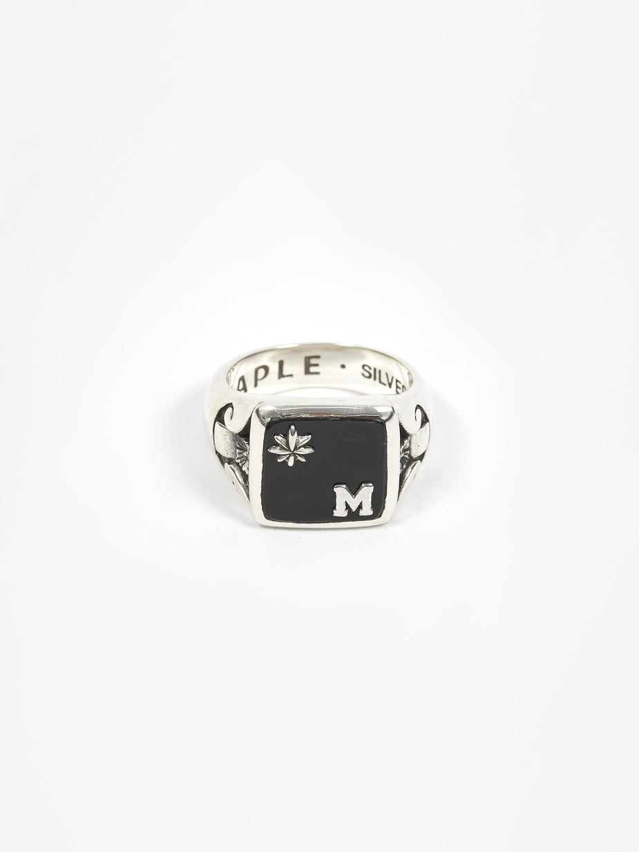 Maple Maple Collegiate Ring - Silver/Onyx - Silver