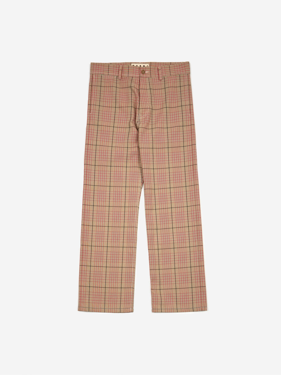 Marni Marni Cotton Overcheck Trouser - Red Check - Red