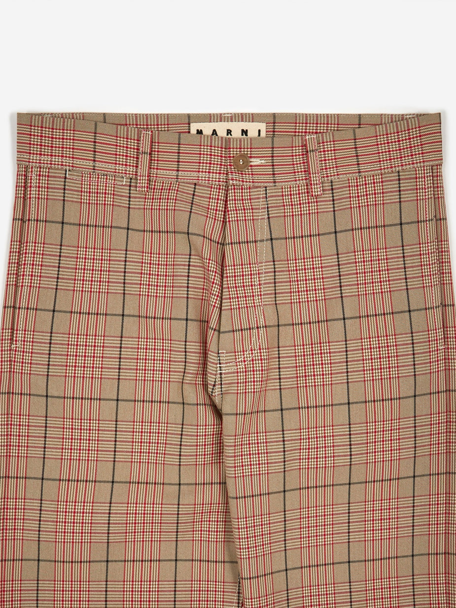 Marni Marni Cotton Overcheck Trouser - Red Check - Red