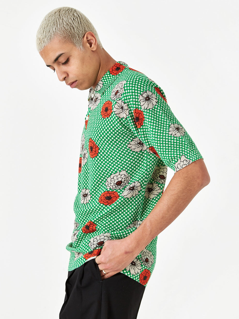 Marni Marni Print Knit Polo Knit Jumper - Green Flower Print - Green