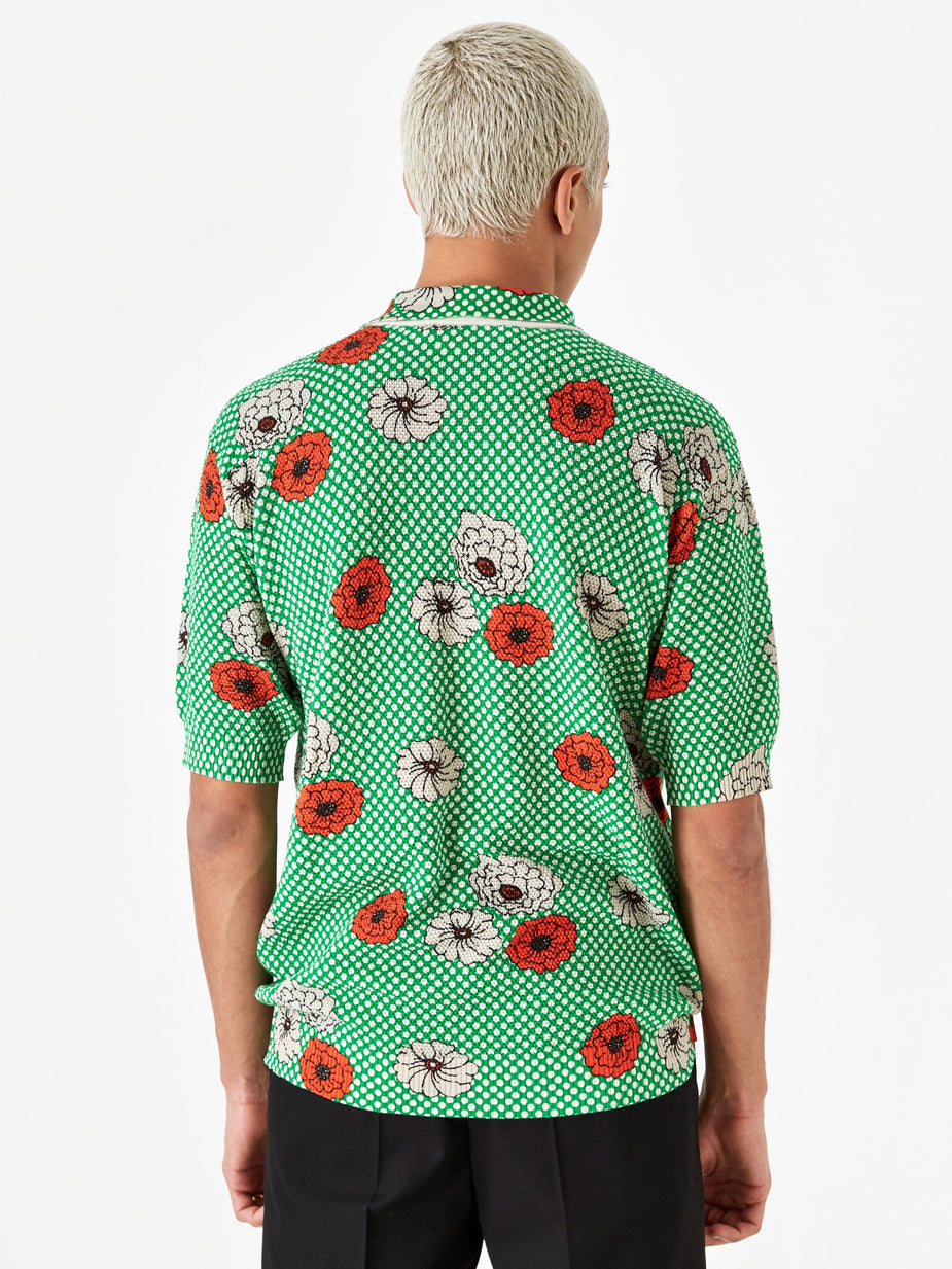 Marni Marni Print Knit Polo Knit Jumper - Green Flower Print - Green