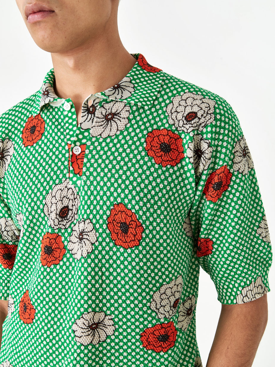 Marni Marni Print Knit Polo Knit Jumper - Green Flower Print - Green