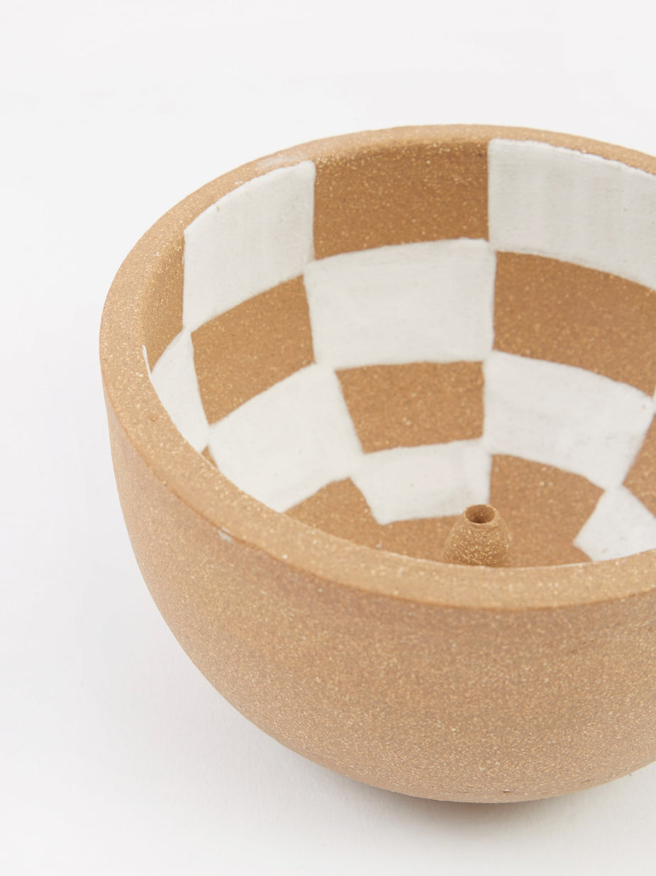 Mellow Mellow Incense Bowl Large - Light Brown Inside Check - Brown