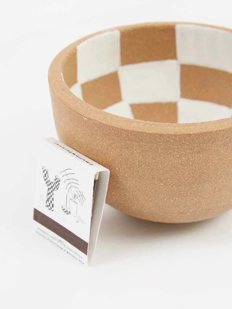 Mellow Mellow Incense Bowl Large - Light Brown Inside Check - Brown