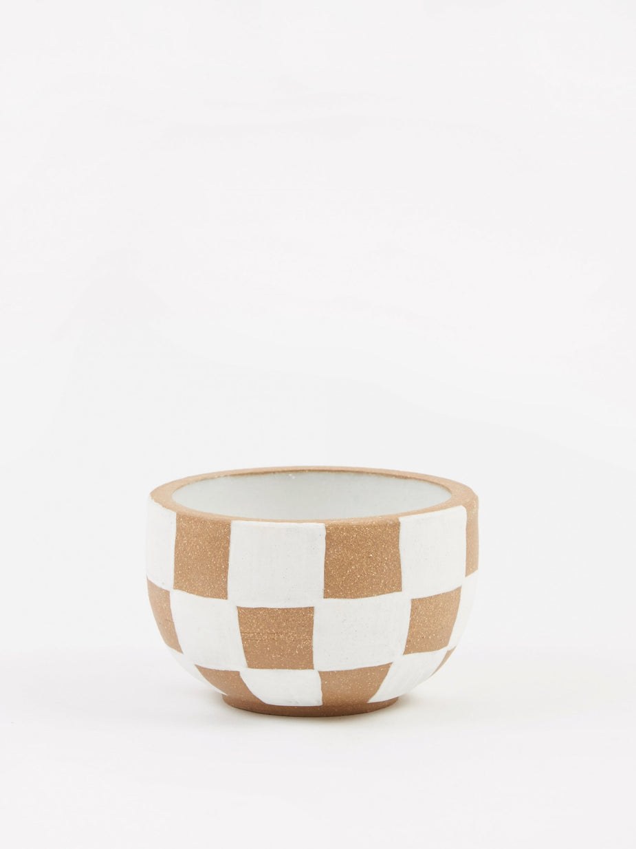 Mellow Mellow Incense Bowl Large - Light Brown Outside Check - Brown