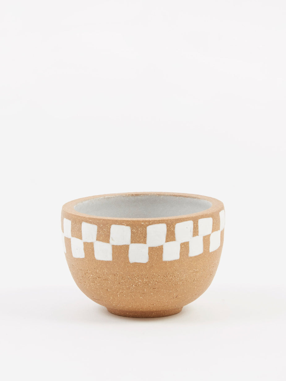 Mellow Mellow Incense Bowl Large - Light Brown Half Painted Check - Brown