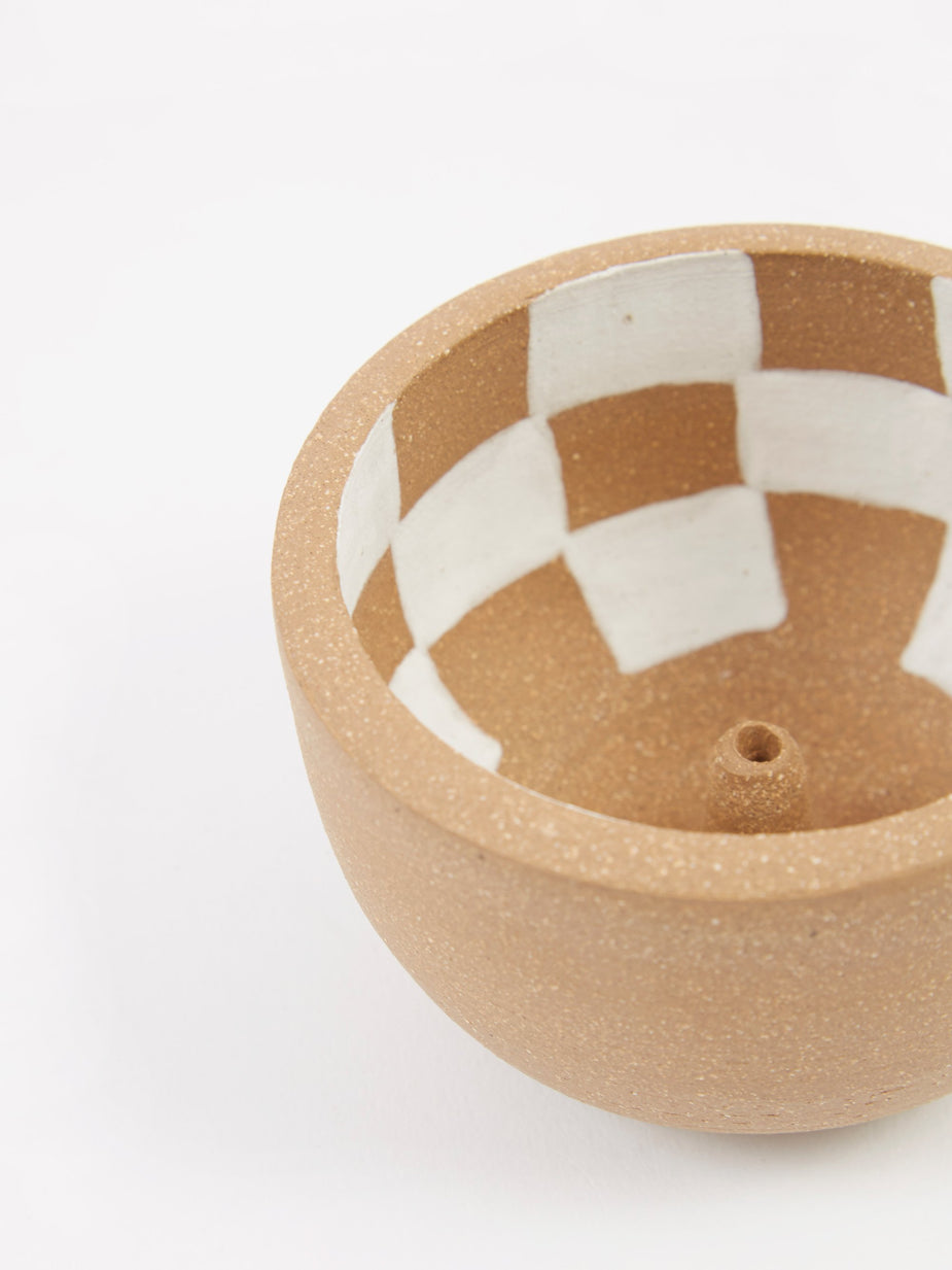 Mellow Mellow Incense Bowl Medium - Light Brown Inside Check - Brown