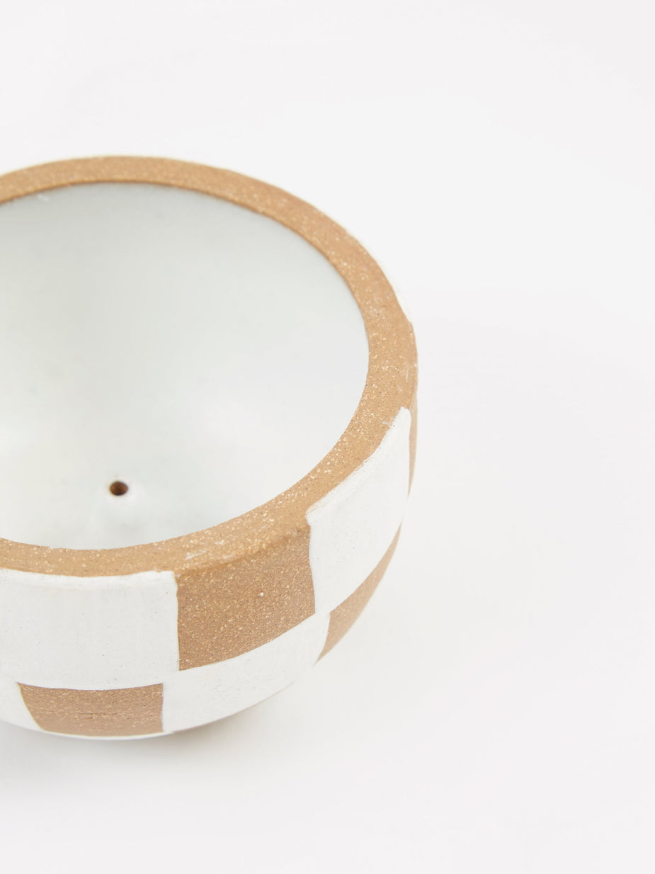 Mellow Mellow Incense Bowl Large - Light Brown Outside Check - Brown