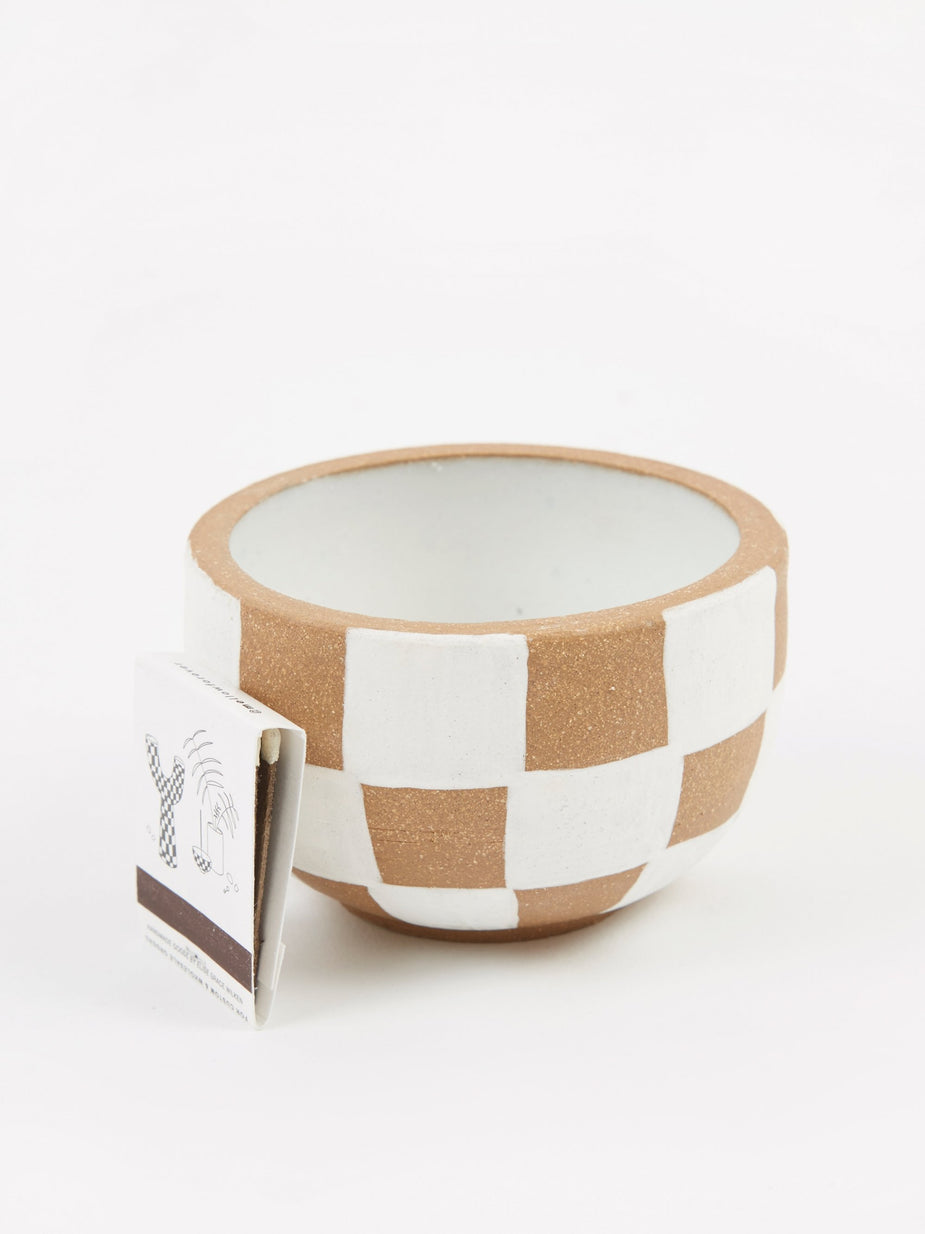 Mellow Mellow Incense Bowl Large - Light Brown Outside Check - Brown