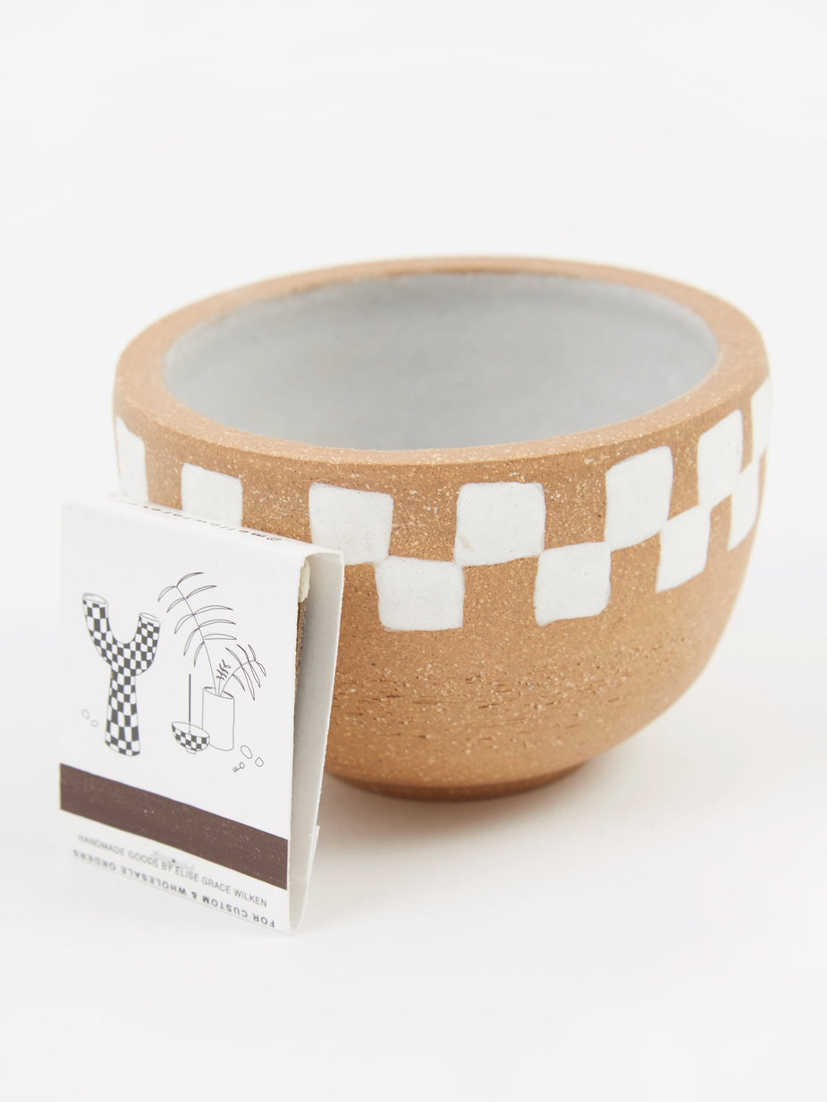 Mellow Mellow Incense Bowl Large - Light Brown Half Painted Check - Brown