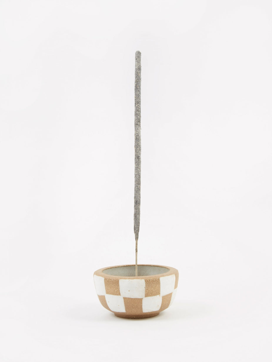 Mellow Mellow Incense Bowl Small - Light Brown Outside Check - Brown