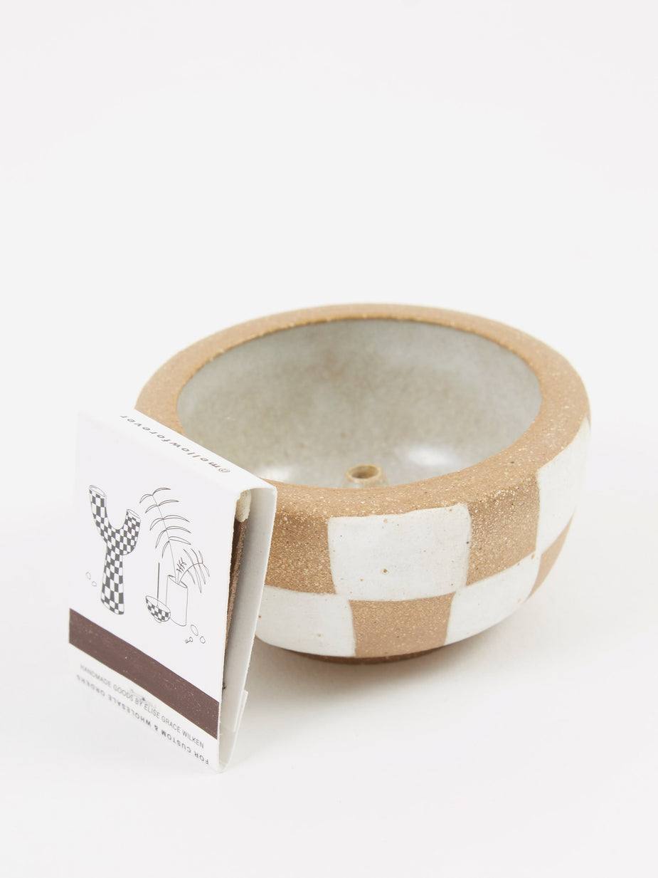 Mellow Mellow Incense Bowl Small - Light Brown Outside Check - Brown