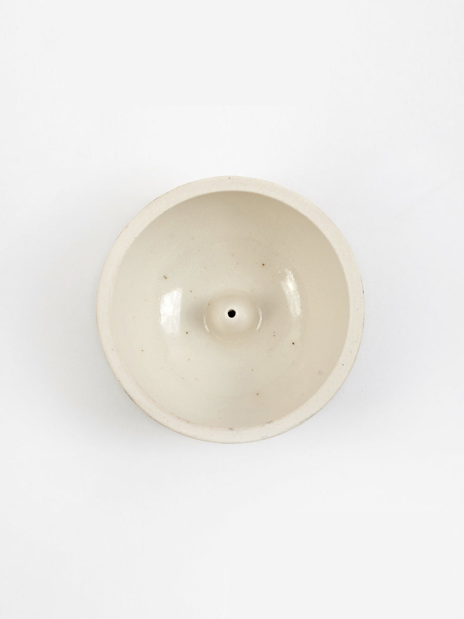 Mellow Mellow Medium Incense Bowl - Half Painted Porcelain Check - Brown