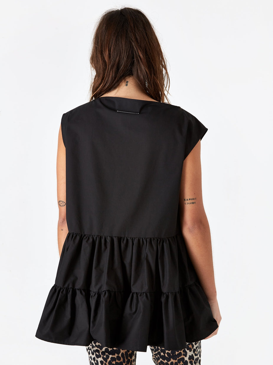 MM6 Maison Margiela MM6 Maison Margiela Frill Top - Black - Black