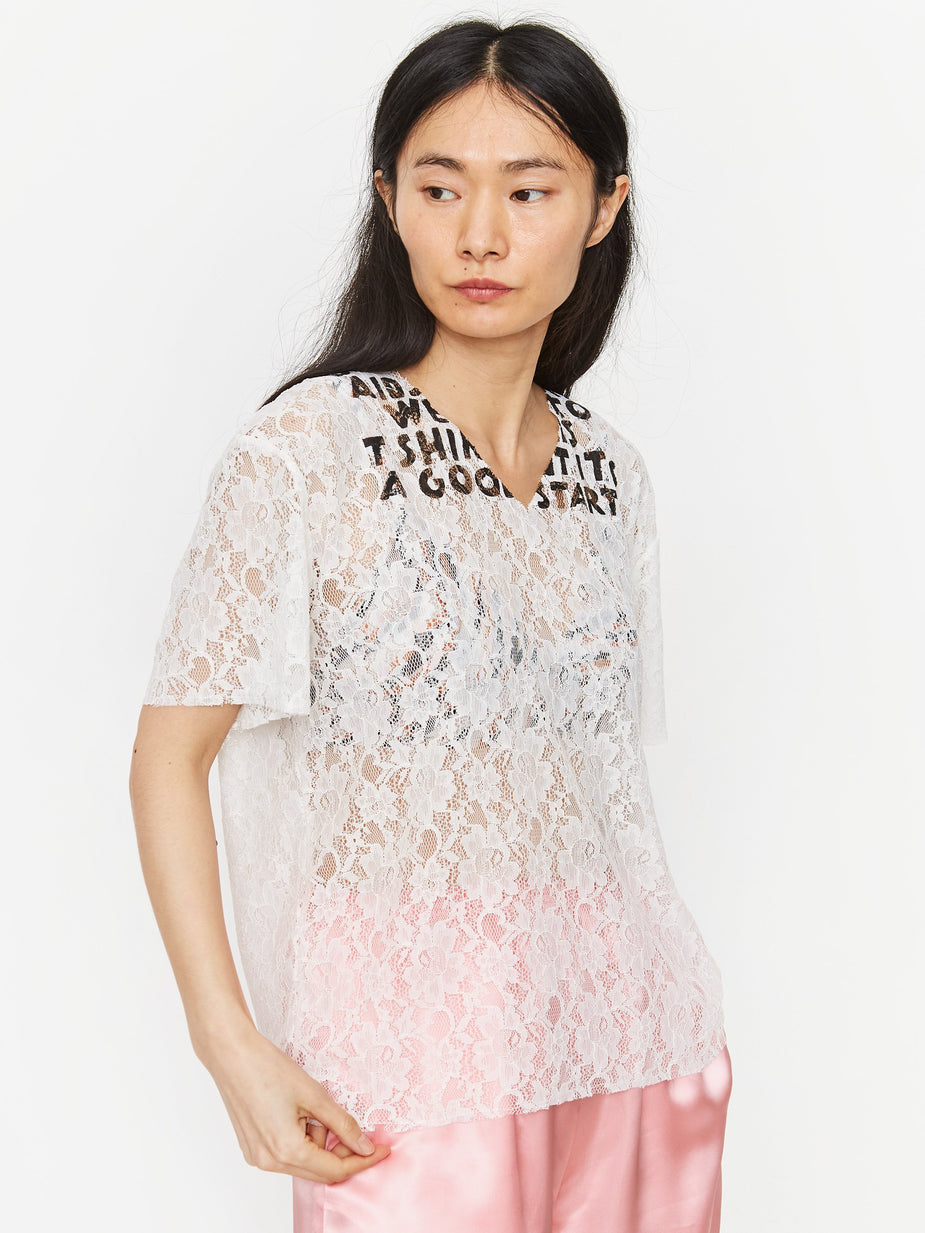 MM6 Maison Margiela MM6 Maison Margiela Jacquard Lace Printed Shirt - Off White - White