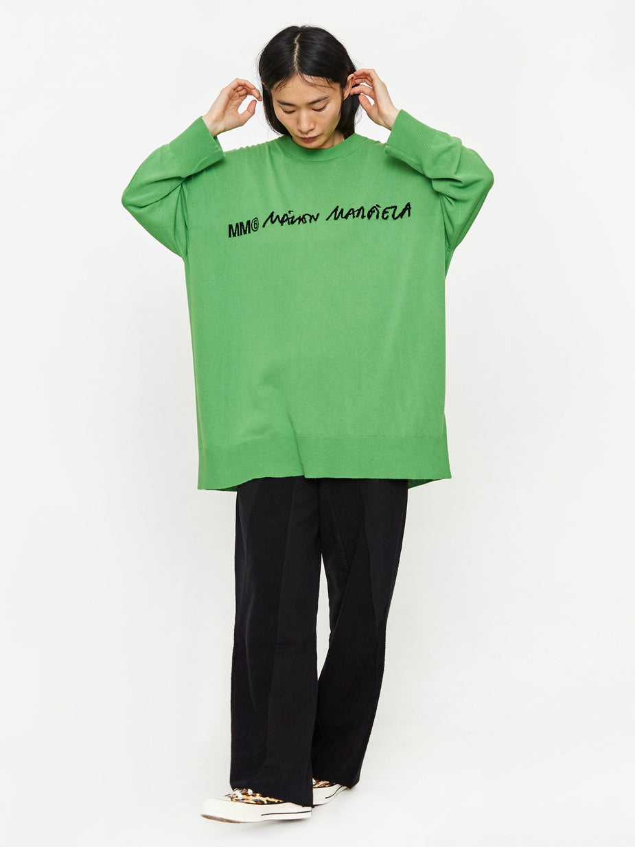 MM6 Maison Margiela MM6 Maison Margiela Logo Knit Jumper - Apple/Black - Black