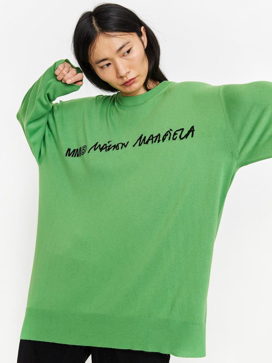 MM6 Maison Margiela MM6 Maison Margiela Logo Knit Jumper - Apple/Black - Black