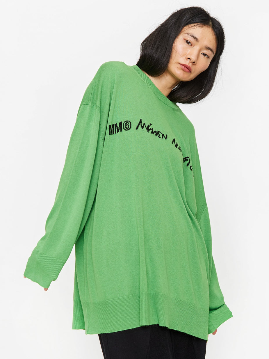 MM6 Maison Margiela MM6 Maison Margiela Logo Knit Jumper - Apple/Black - Black
