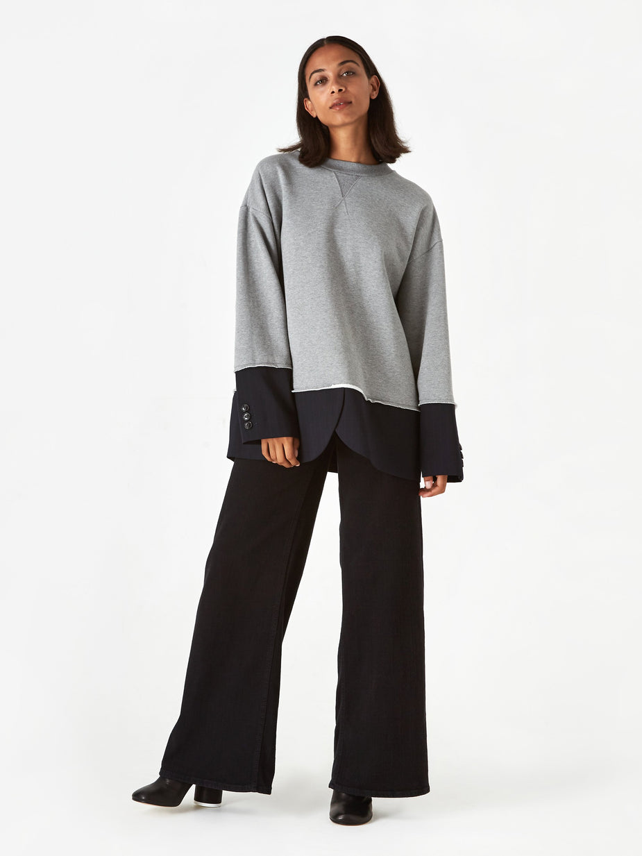 MM6 Maison Margiela MM6 Maison Margiela 2 in 1 Sweatshirt - Grey Melange - Grey
