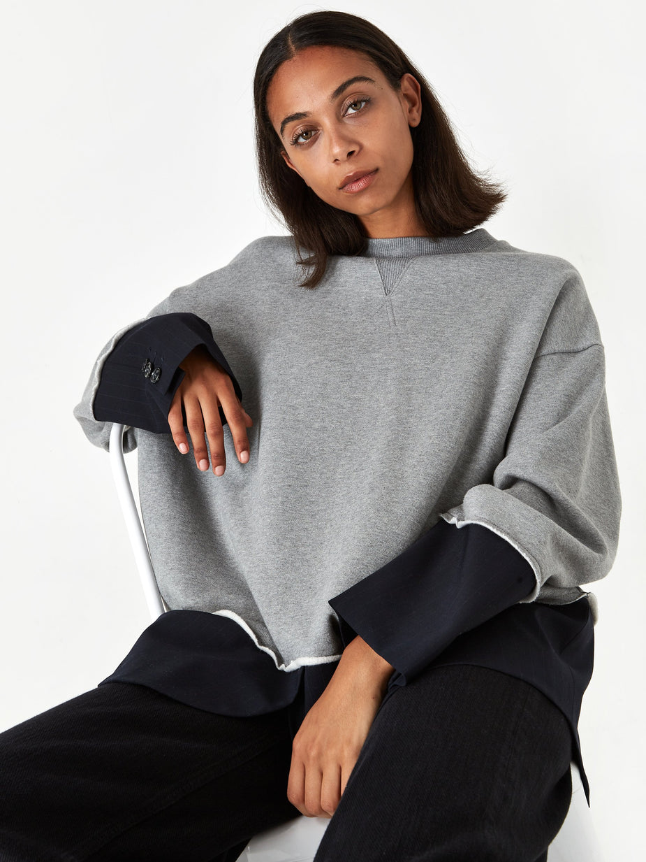 MM6 Maison Margiela MM6 Maison Margiela 2 in 1 Sweatshirt - Grey Melange - Grey