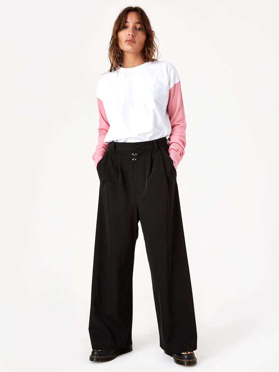 MM6 Maison Margiela MM6 Maison Margiela Wide Leg Pleat Trouser - Black - Black