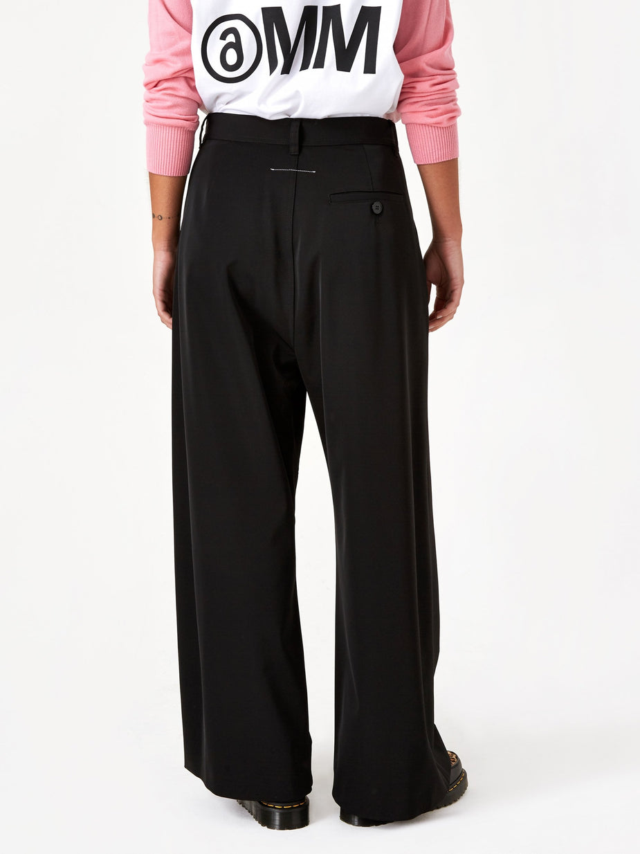 MM6 Maison Margiela MM6 Maison Margiela Wide Leg Pleat Trouser - Black - Black