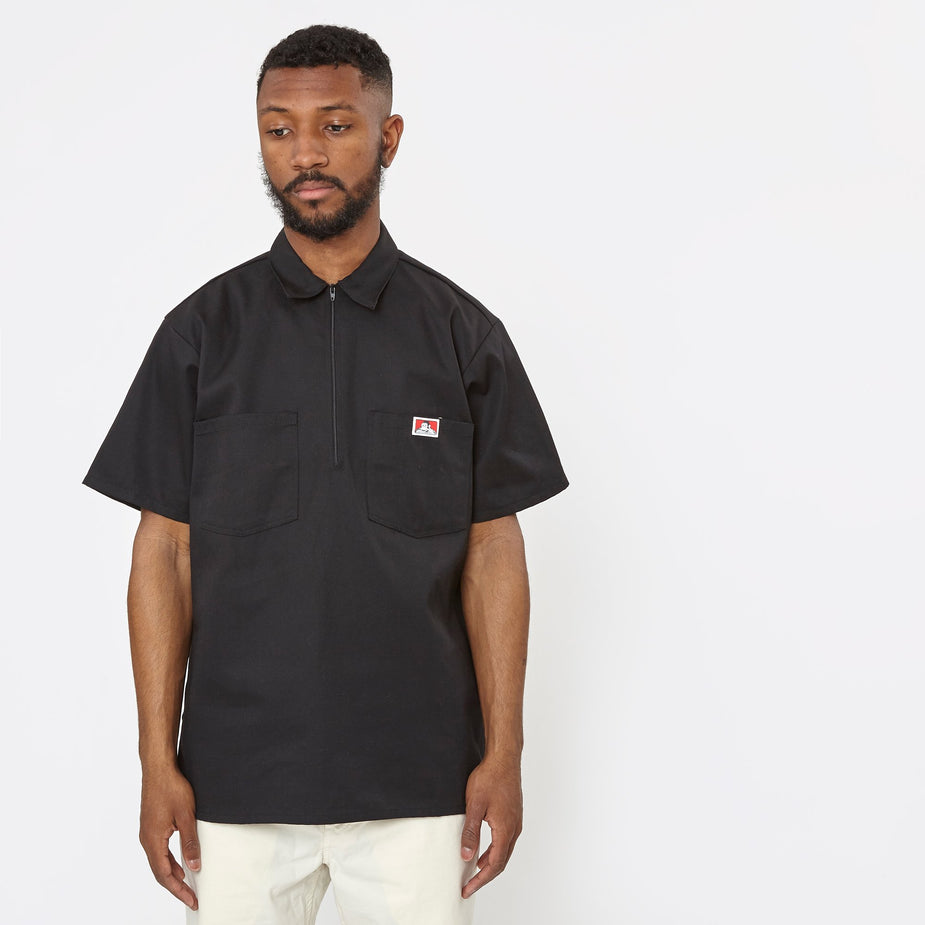 Ben Davis Ben Davis Half Zip Work Shirt - Black - Black
