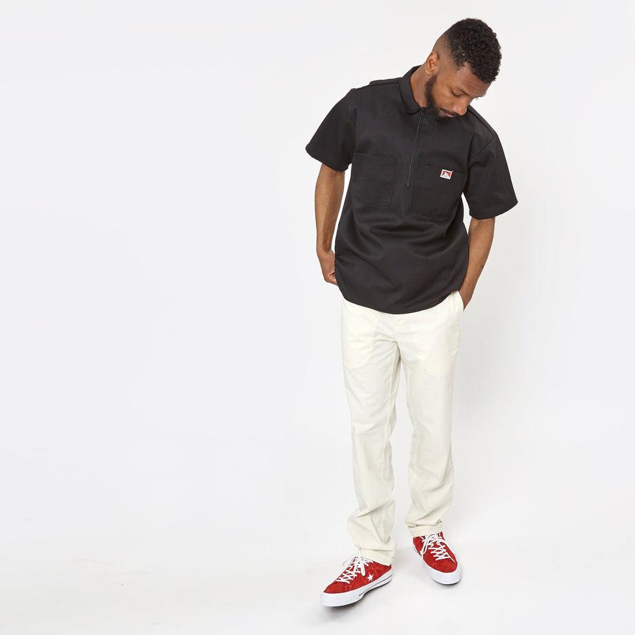 Ben Davis Ben Davis Half Zip Work Shirt - Black - Black