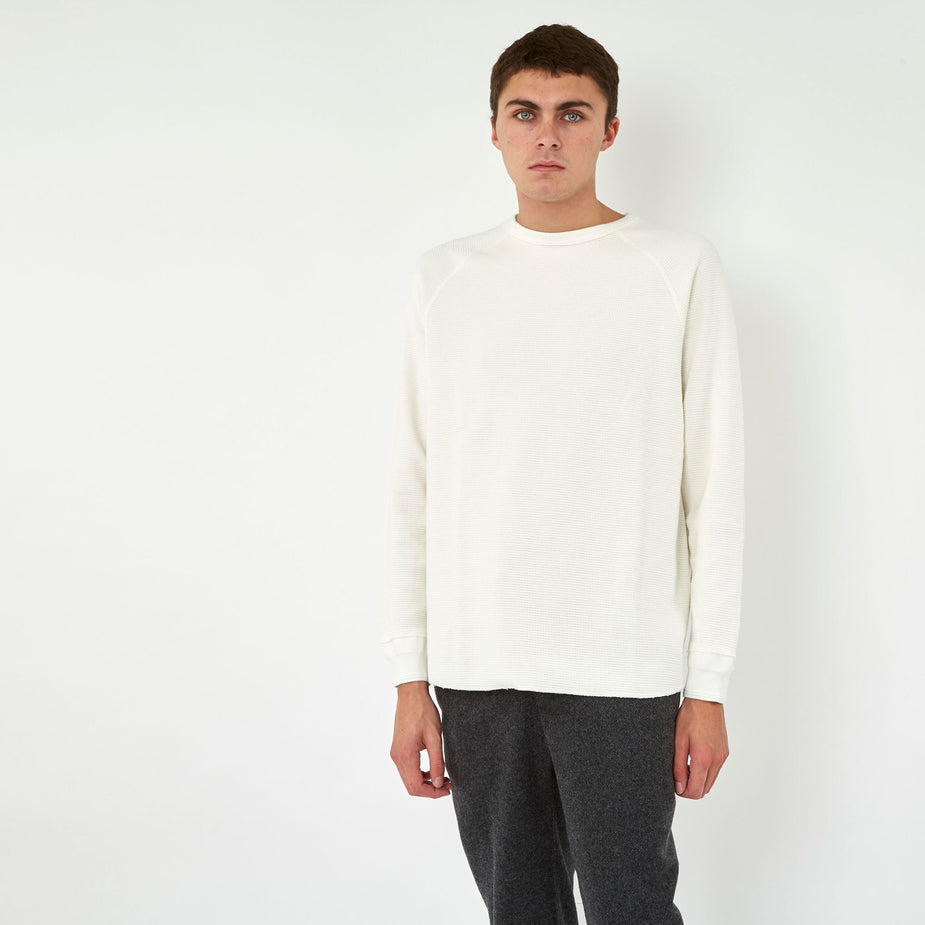 Beams Plus Beams Plus Thermal Crew L/S T-Shirt - White - White