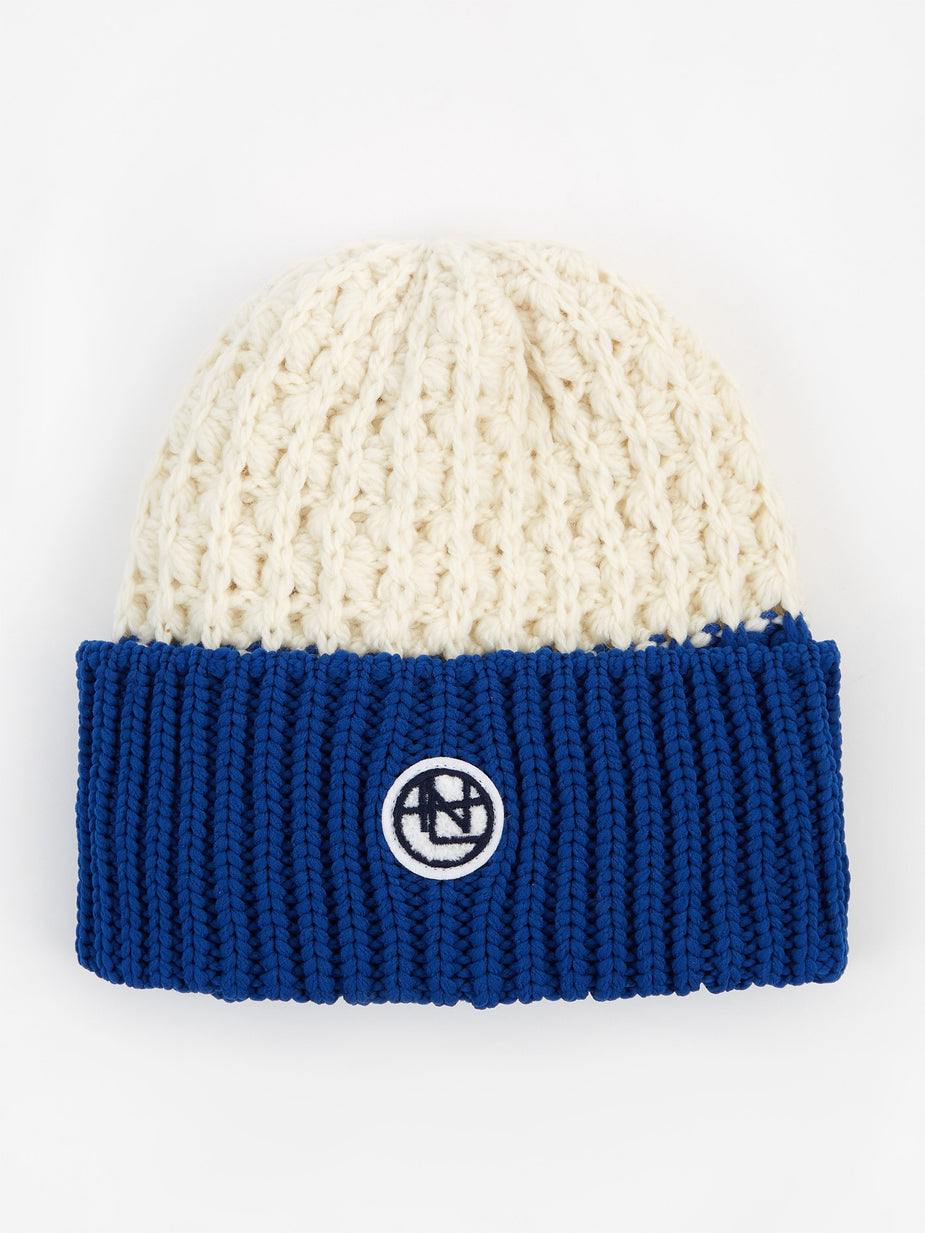 Nanamica Nanamica Beanie - Off White/Blue - Blue