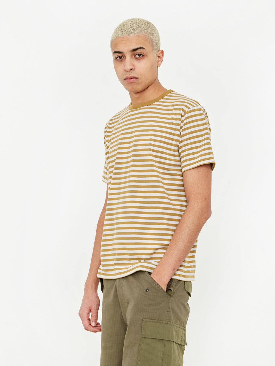 Nanamica Nanamica Coolmax Striped T-Shirt - Mustard/Ivory - Yellow